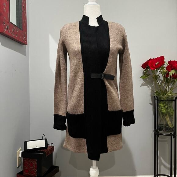 NEW Ann Taylor Wool Longline Colorblock Belt Knit Ribbed Cardigan Sweater Coat … - Picture 15 of 16